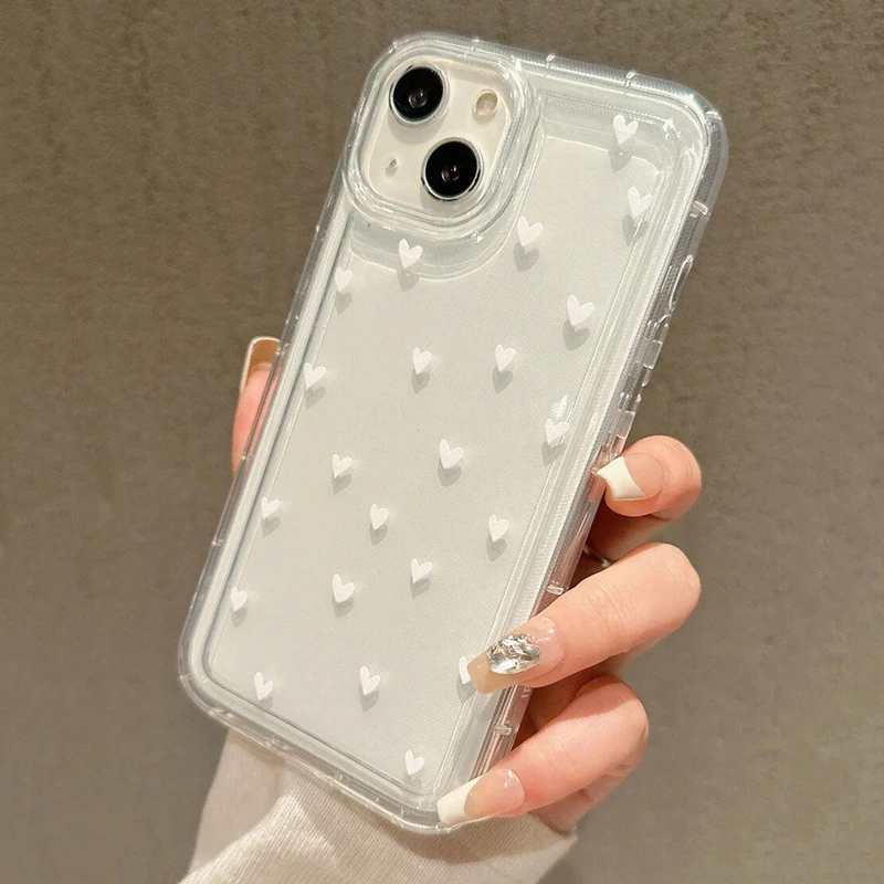 Funda de teléfono transparente de amor pequeño blanco para iPhone 17 Air 16 14 13 12 11 Pro Max 7 8 Plus funda para iPhone 16E 15 Pro - imagen 4