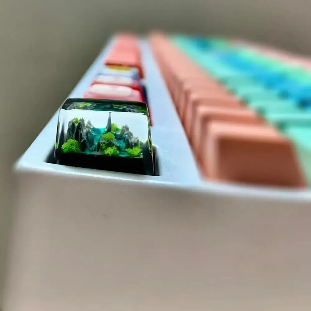Teclas de montaña y mar de resina artesanal, lujosas, DIY, PC, Gamer, Teclado mecánico retroiluminado, teclas RGB para GK61 Anne Pro 2 GK64 - imagen 3