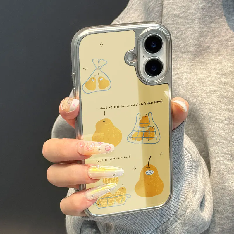 Coque de téléphone poire douce jaune pour iPhone 11/12/13/14/15/16/17 Pro Max AIR PLUS, étui de téléphone époxy TPU Anti-chute - imagen 2