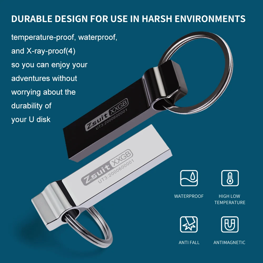 Zsuit Metal USB 3,0 PenDrive alta velocidad Flash Usb Memory Stick 32GB 64GB 128GB impermeable USB Flash Pen Drives U Disk - imagen 5