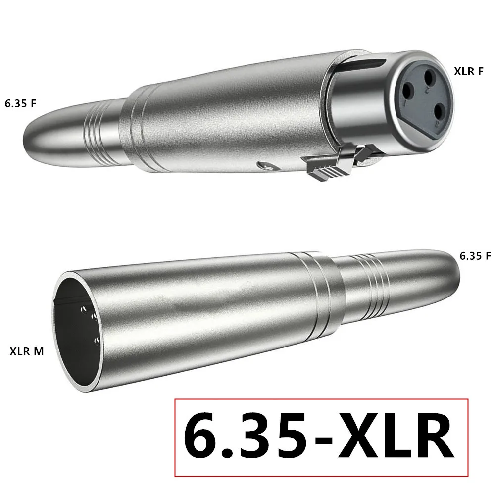 Conector de conversión XLR macho hembra a hembra de 6,35mm, núcleo de cobre de 6,5mm, adaptador de 3 pines, conector adaptador amplificador, 1 Uds.