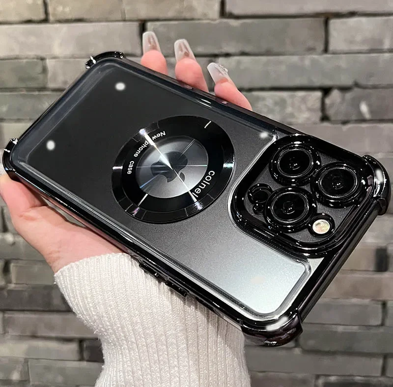 Para IPhone 16 11 12 13 14 15 Pro Max Plus lujosa simplicidad revestimiento trasero a prueba de golpes funda de teléfono cubierta de carga inalámbrica magnética - imagen 2