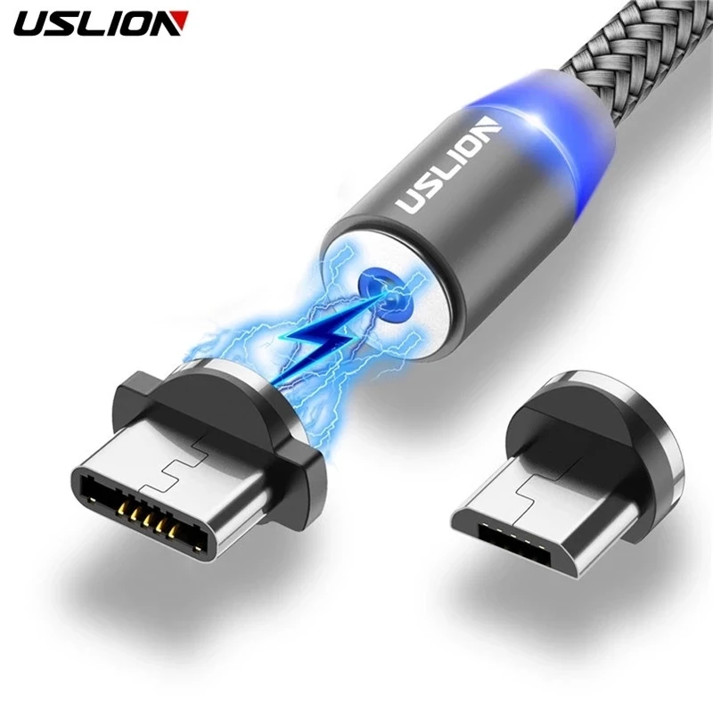USLION LED Cable USB magnético carga rápida USB tipo C Cable de teléfono cargador magnético carga de datos Micro USB para iPhone 14 para Xiaomi - imagen 2