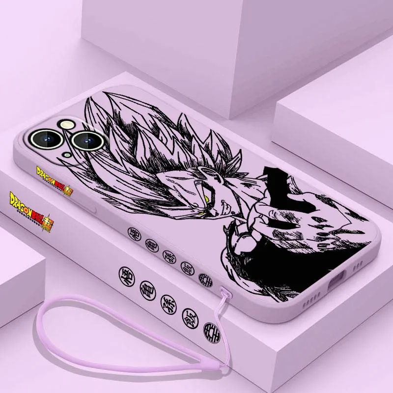 D-Dragon Ball Vegeta Saiyan para Apple iPhone 17 16 15 14 13 12 11 Air Mini Plus Pro Max cubierta de la caja del teléfono de la cuerda izquierda líquida - imagen 5