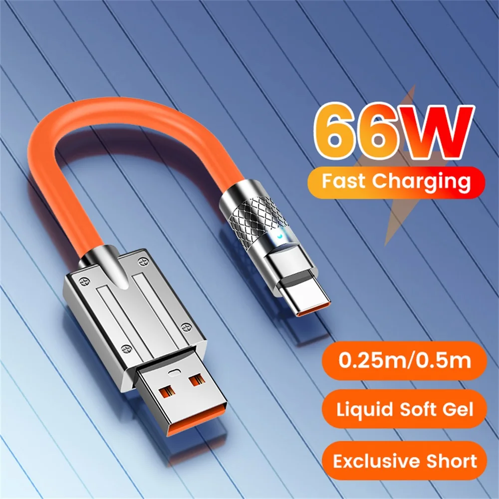 Cable de datos de carga súper rápido corto del banco de energía tipo c de 66W adecuado para iPhone15 16 Samsung