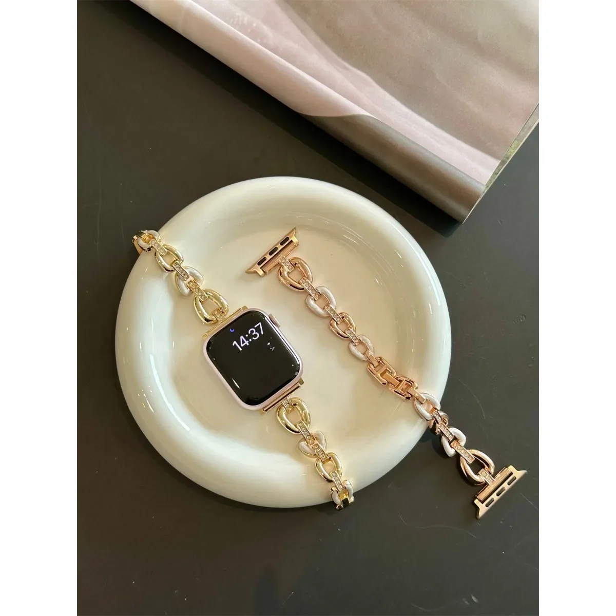 Correa de reloj para Apple Watch 42/44/45/46/49mm 40/41mm correa de reloj de moda de Metal para reloj serie Ultra2 11/10/9/8/7/6/5/4/3 - imagen 4