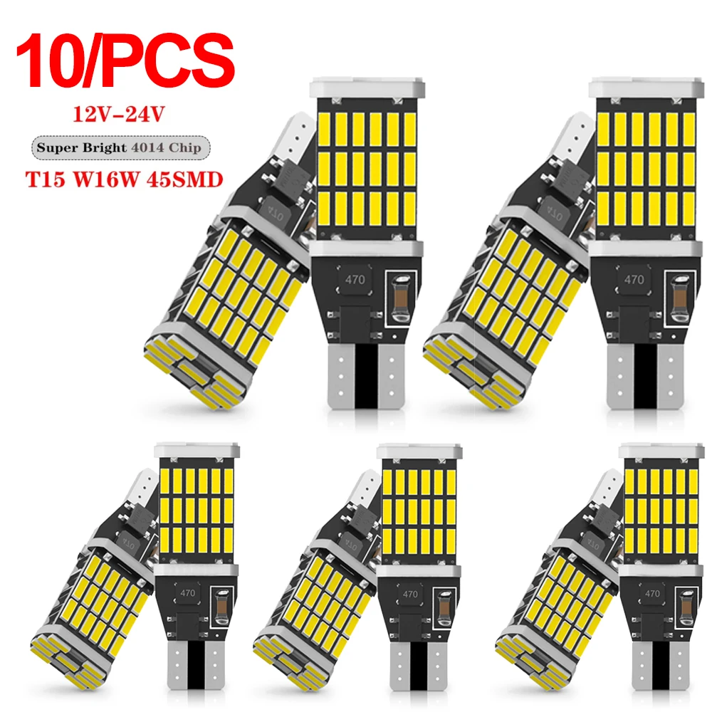 10 Uds T15 W16W 921 912 T16 T10 902 bombillas LED de alta potencia 45 Uds 4014SMD superbrillante 1200LM reemplazar para luz de marcha atrás de coche blanco - imagen 2