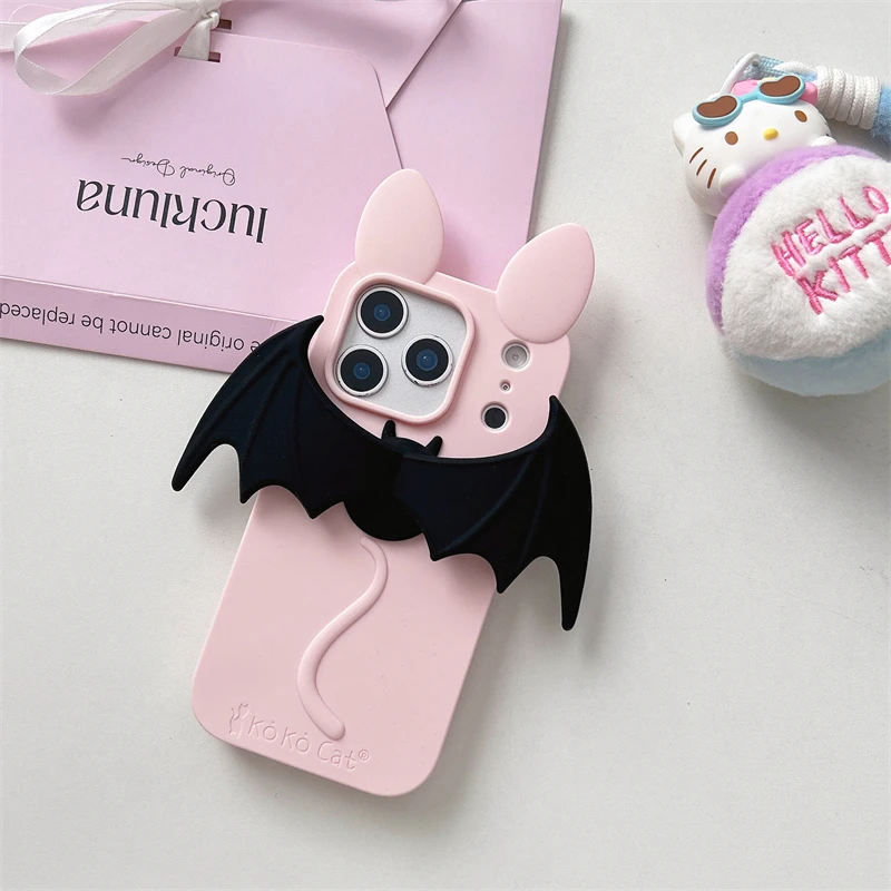 Funda blanda de silicona con orejas de gato y murciélago de dibujos animados para IPhone 17 16 15 14 13 Pro Max 17Pro IPhone17 i17 ProMax, accesorios para teléfono - imagen 2