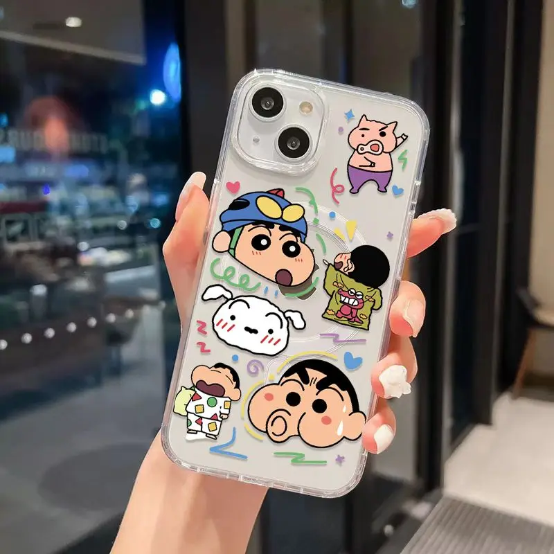 Crayones Shins Chans Magsafe funda de teléfono magnética para Samsung Galaxy S24 S23 S22 S21 S20 FE Plus Ultra 5G funda de Tpu transparente suave - imagen 3