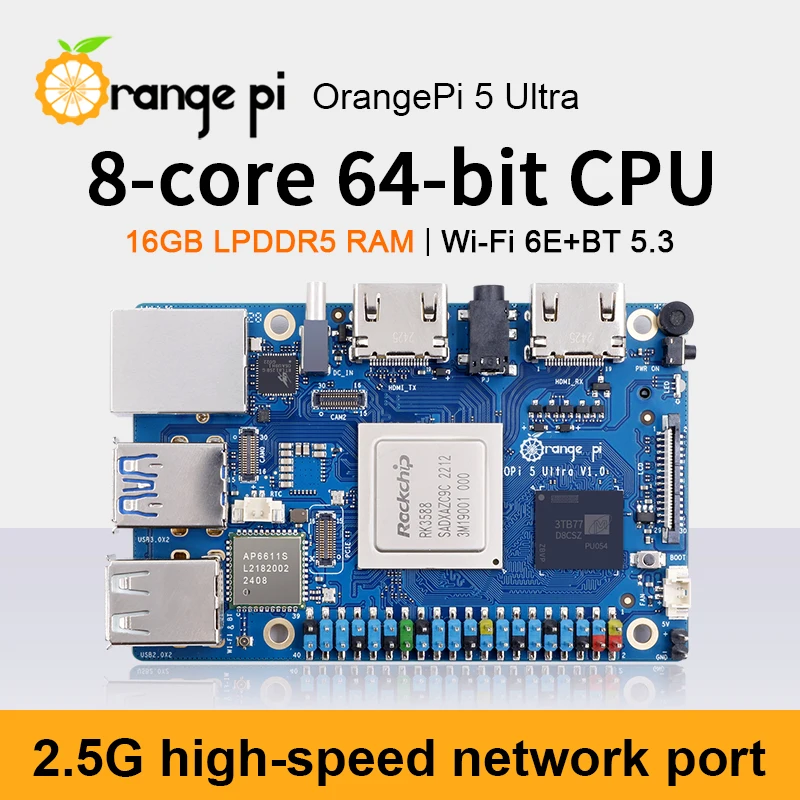 Orange Pi 5 Ultra 8G 16G Ram RK3588 DDR5 computadora de placa única WiFi + BT M2 SSD 6TOPS NPU OrangePi5 Ultra Mini PC Run