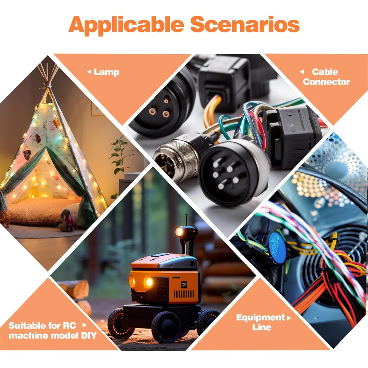 Cable eléctrico de 16/18/20/22/24/26/28 AWG con tubo termorretráctil, Kit de cables de conexión de silicona Flexible de cobre estañado trenzado de 5 colores - imagen 5