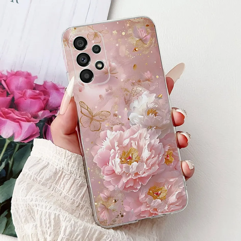 Funda para Samsung Galaxy A23 A33 A53 A73 5G Funda de teléfono nueva moda flor mármol Funda de silicona suave en Samsung A73 5G Protector - imagen 5
