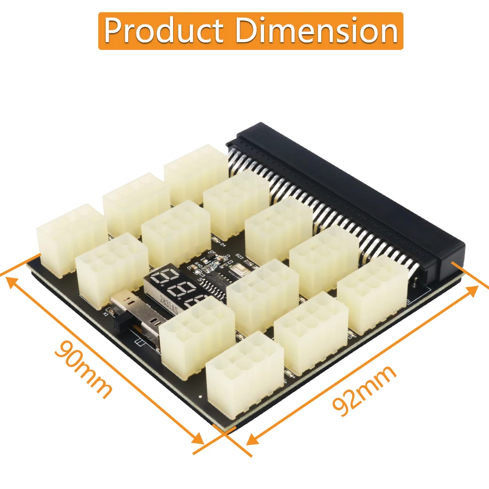 ATX 13x 6/8Pin fuente de alimentación Breakout Board Adaptador convertidor 12V con pantalla digital de voltaje y temperatura para Ethereum BTC - imagen 2