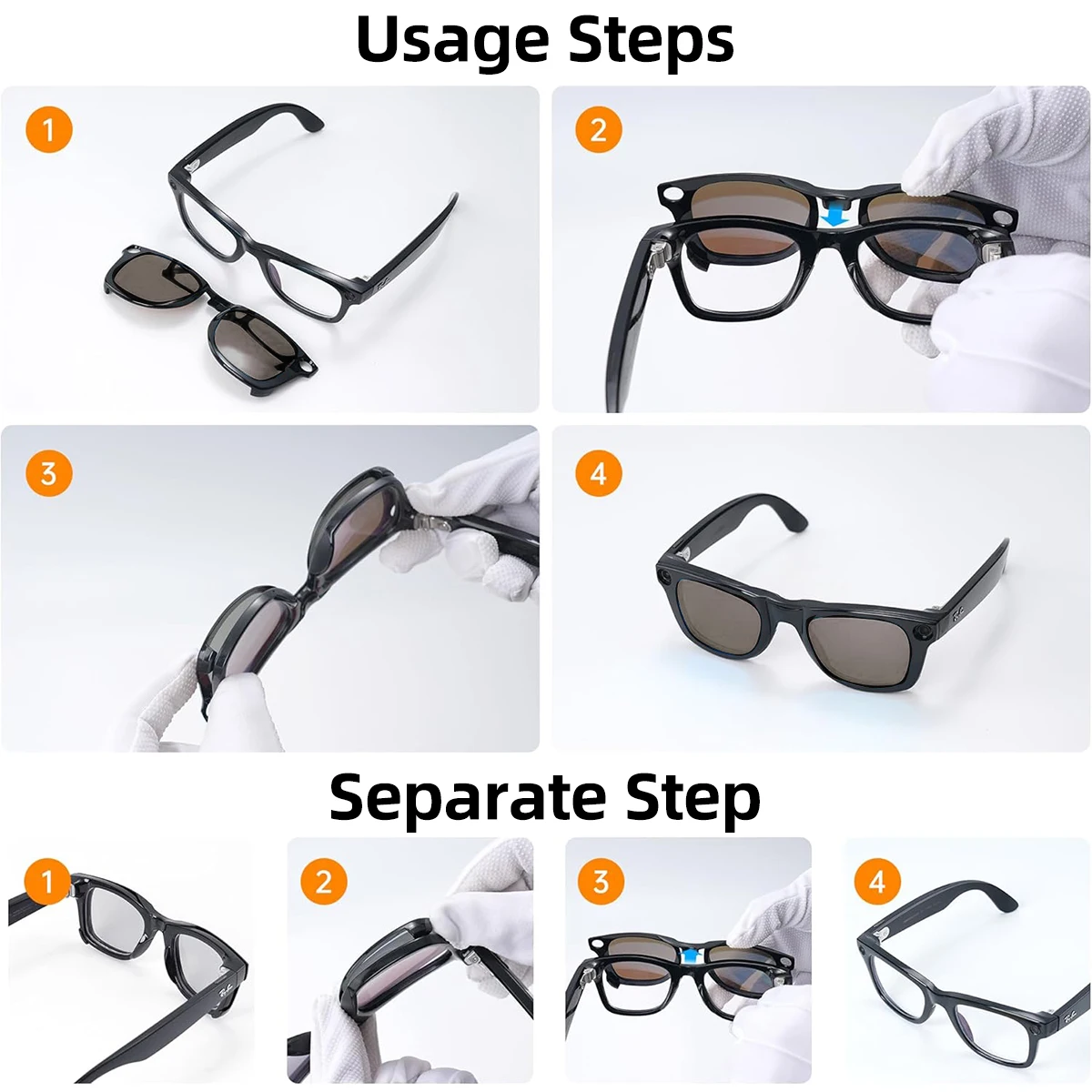 Anmone gafas polarizadas Clip para Ray-Ban Meta Wayfarer RW4008 gafas inteligentes gafas de sol de moda geniales lentes antideslumbrantes - imagen 3