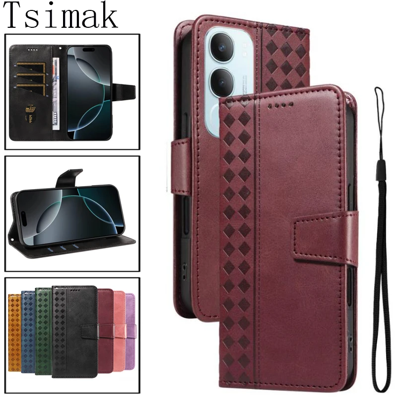 Funda de cuero para Vivo Y03 Y04 Y17S Y19S Y28 Y28S Y29 Y29S 5G funda con tarjeta tipo billetera para VIVO Y19S Y 19S VIVOY19S V2419 4G Fundas - imagen 2