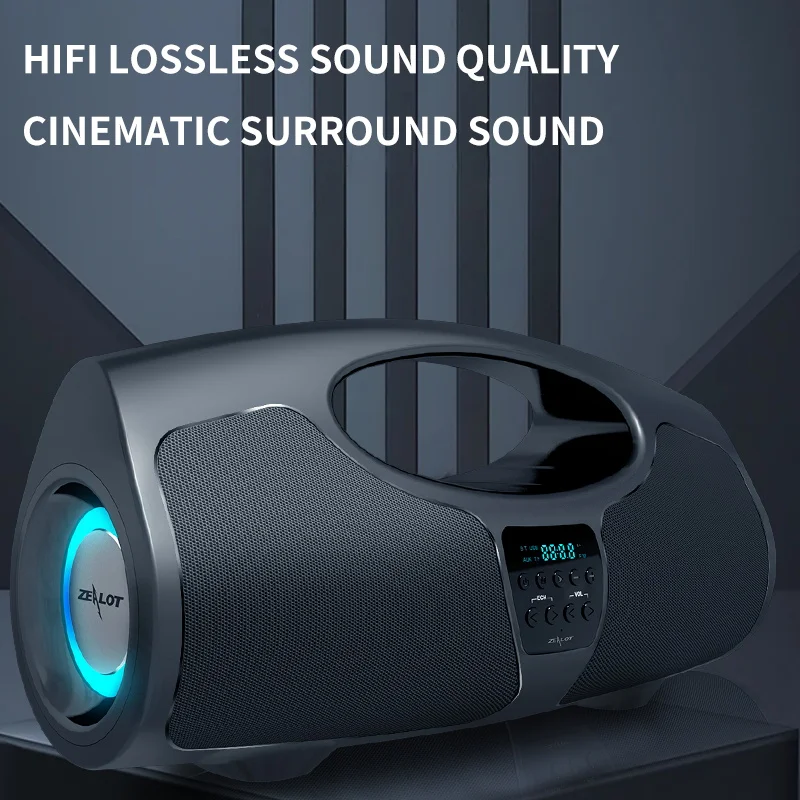 Altavoces inalámbricos ZEALOT P1 de 40 W con micrófono, altavoz subwoofer portátil para exteriores, emparejamiento dual, batería de 7200 mAh. - imagen 3