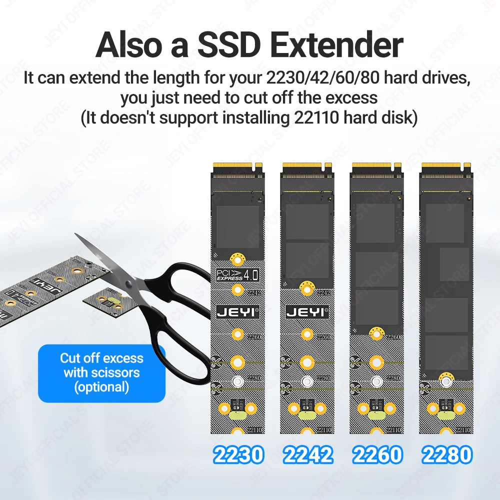 JEYI M.2 NVMe SATA protección PCB convertidor de placa PCIe 4,0 adaptador Protector de unidad de estado sólido compatible con 2280 alargado a 22110 - imagen 3