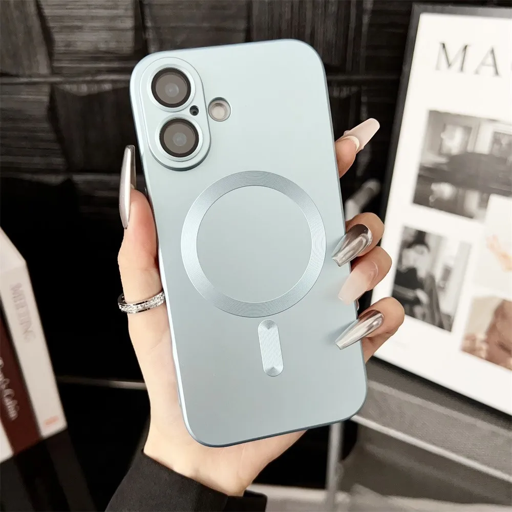 Funda magnética mate metálica de lujo, carcasa a prueba de golpes para iPhone 16, 15, 14 Pro Max Plus, 13, 12, 11, XR, X, XS, 7, 8, SE - imagen 4
