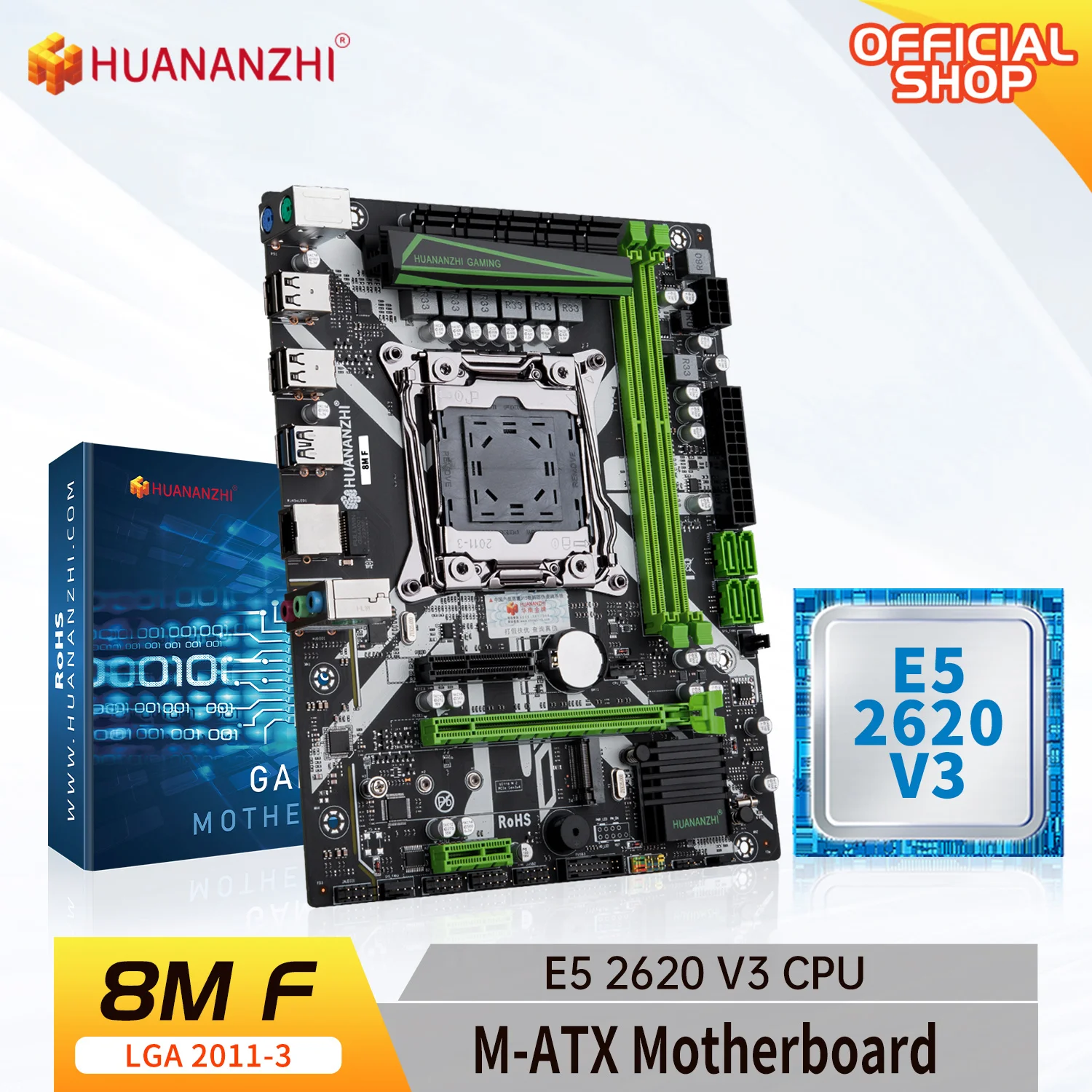 HUANANZHI-placa base X99 8M F LGA 2011-3 XEON X99 con Intel E5 2620 V3 LGA 2011-3 DDR4 RECC, kit combinado de memoria de NON-ECC, NVME