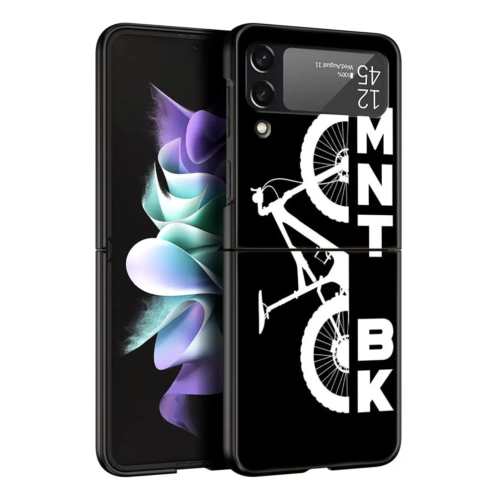 Funda de teléfono de Arte de ciclismo de montaña para Samsung Galaxy Z Flip3 Flip4 Flip5, carcasa de PC para Z Flip 3 4 5, cubierta plegable dura negra - imagen 3