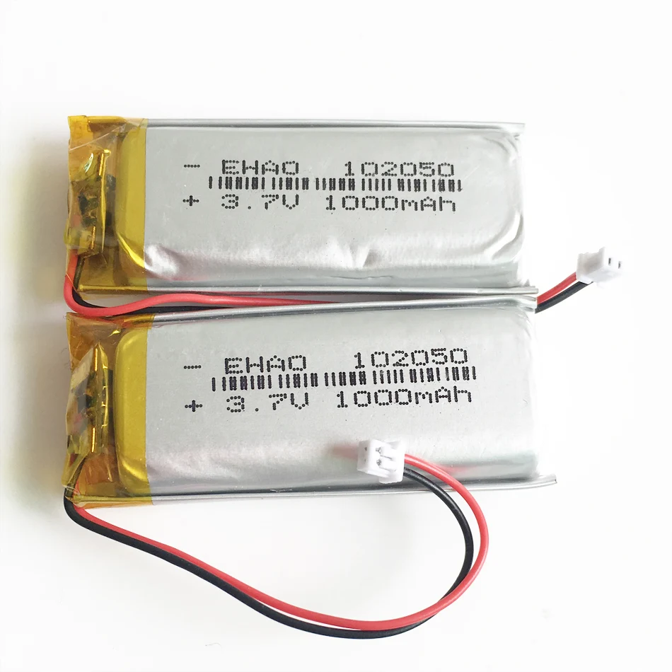 Batería recargable Lipo de polímero de litio, 3,7 V, 1000mAh, 102050 JST, 1,25mm, enchufe de 2 pines para KTV, micrófono con cable para el hogar, cámara GPS - imagen 4