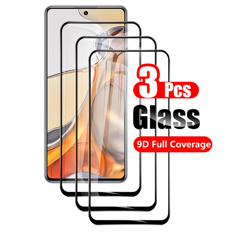 Protector de pantalla de vidrio templado para móvil, cubierta completa de borde a borde, color negro, para Xiaomi Mi 11i 11 Lite 5G 11X 11T Pro, paquete de 3 unidades - imagen 2