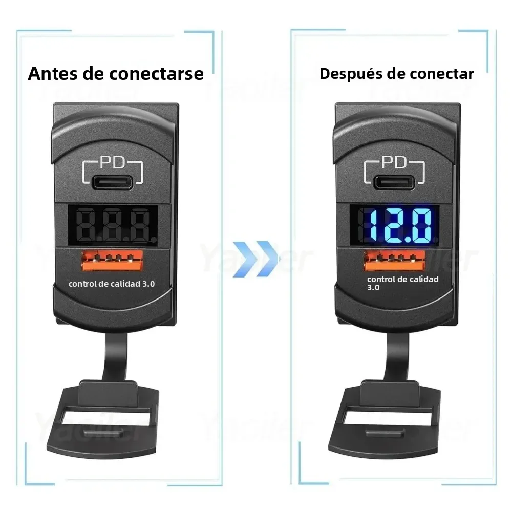 Interruptor basculante USB de 12V, toma de corriente USB y PD de 36W con pantalla de voltaje LED, cargador QC3.0 de 18W para coches, camiones, furgonetas, barcos, RVs - imagen 5
