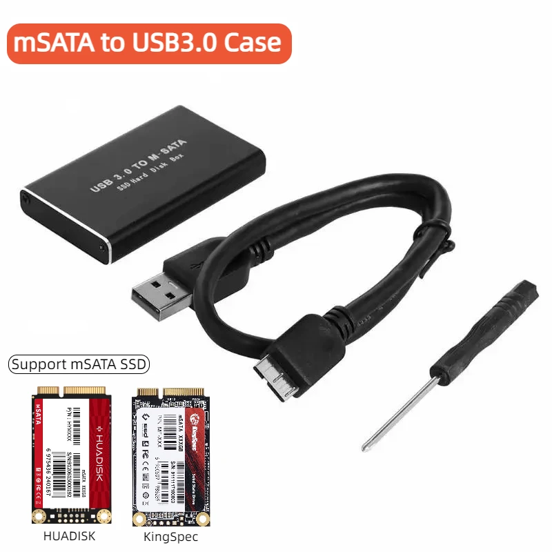 Mini carcasa de disco duro SSD, adaptador USB 3,0 a mSATA, aleación de aluminio, externo, HD