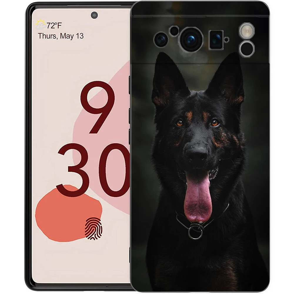 Funda de teléfono Beauty German Shepherd Dog para Google Pixel 10 9 8 7 6 Pro XL 9A 8A 6A 7A 5G, funda negra de TPU suave a prueba de golpes - imagen 3