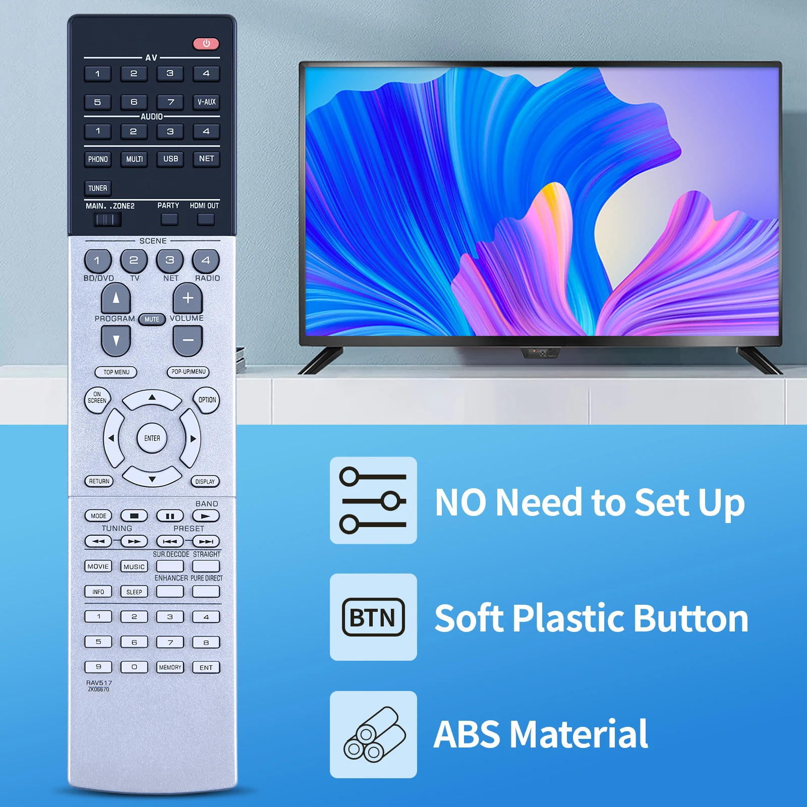 Mando a distancia RAV517 ZK06670 para YAMAHA RX-A1040 RXA1040, receptor de Audio y vídeo, RX-V1077, nuevo - imagen 3