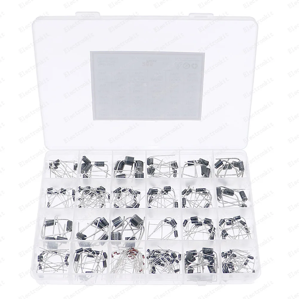 Kit de diodo Schottky de conmutación rápida, caja 1N4007 UF5408 UF4007 1N5399 HER308 MUR4100 1N4148 RL207 SR3100 FR607 1N5819 1N5404, 265 unidades - imagen 2