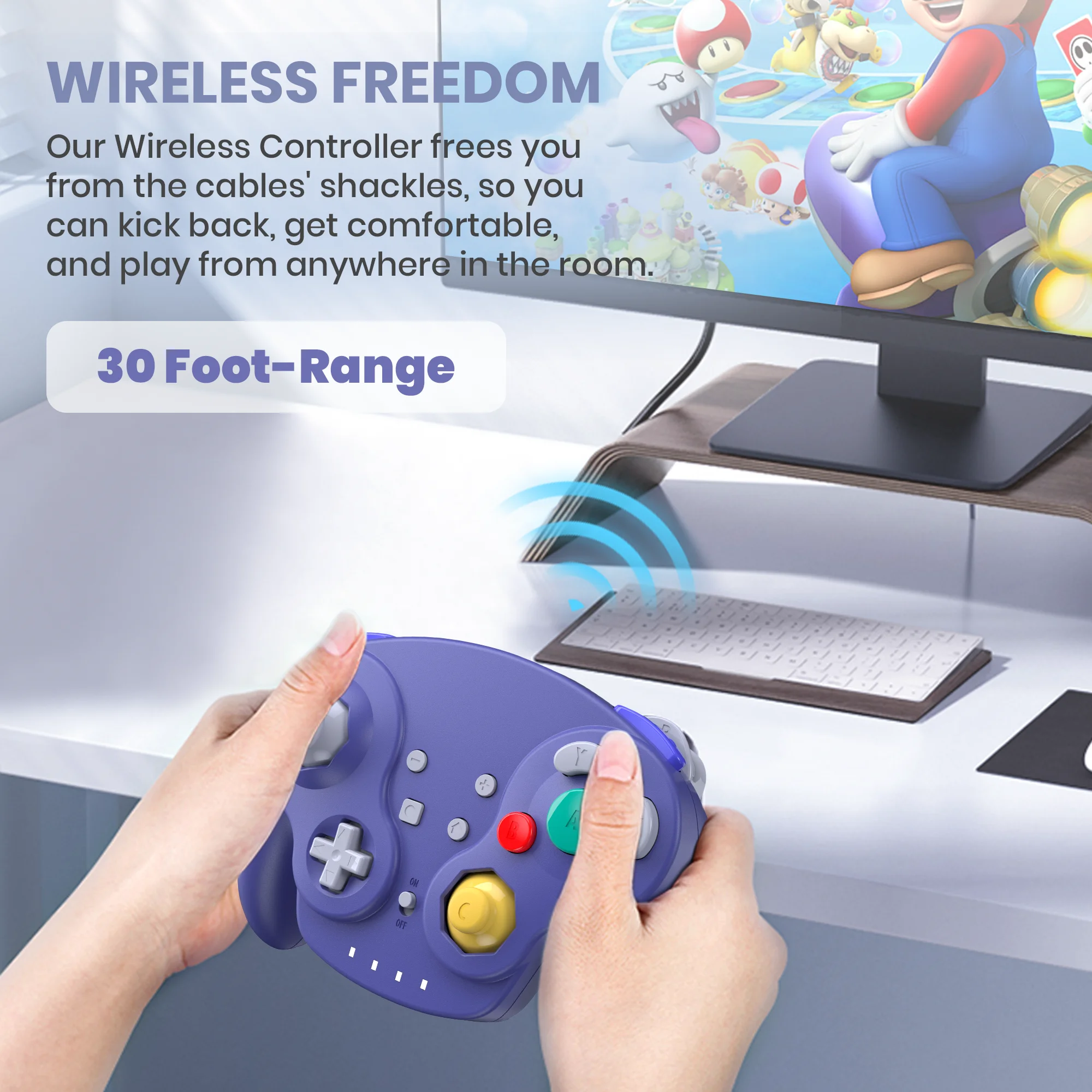 Controlador NFC inalámbrico para Switch Online, controlador NGC Style Pro Compatible con Switch Switch 2 PC/Steam - Eje giroscópico y Rumble - imagen 2