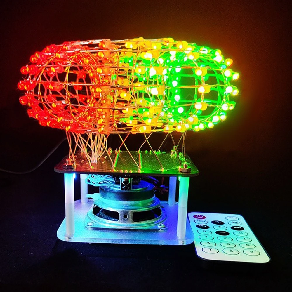 Kit electrónico de altavoz Halo Cube BT, espectro de luz LED colorido, Control remoto por infrarrojos, Kit de práctica de soldadura DIY DC5V - imagen 2