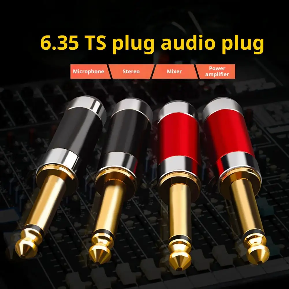 Enchufe de Audio de 1/4 pulgadas, enchufe de Audio de alta calidad de 6,35mm para mezcladores de Dj, amplificadores, micrófonos, conector de Metal resistente - imagen 3