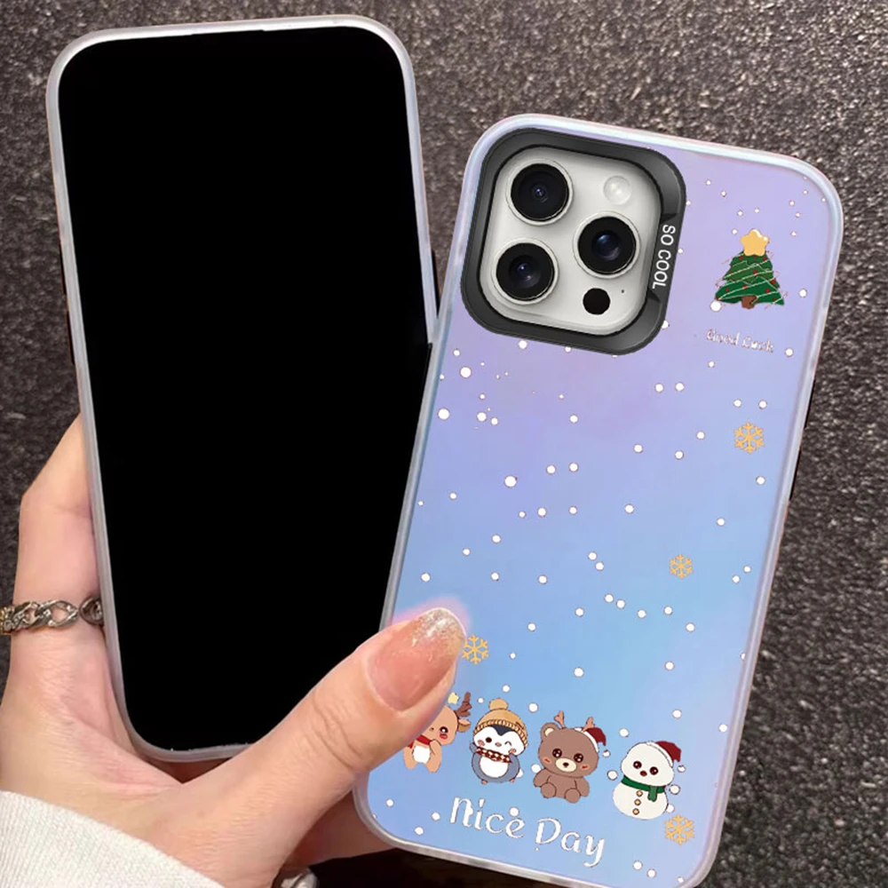 Funda de teléfono de regalo de copo de nieve Simple Rudolph de ciervo de Navidad para iPhone 16 15 14 13 12 11 Pro Max Plus 7 X XR cubierta mate a prueba de golpes - imagen 5