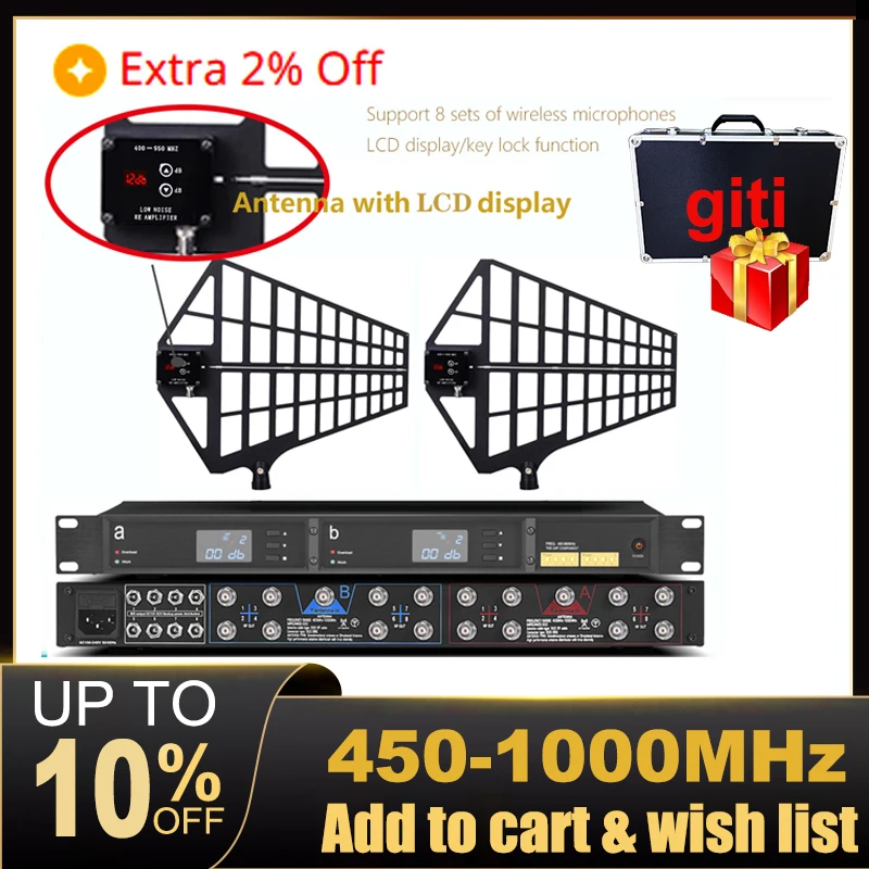 Paulkitson U887 amplificador divisor de antena de banda ancha sistema distribuidor de antena distribución de refuerzo de señal RF para micrófono inalámbrico