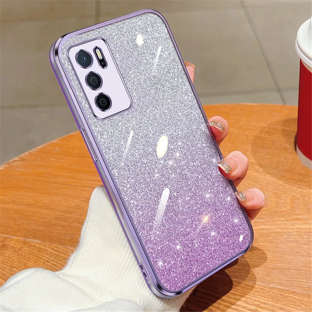 Funda de teléfono transparente con purpurina degradada para OPPO A16 A16S A17 A54S A53S 4G A91 A5 A8 A9 A31 A33 A53 2020, funda de silicona suave - imagen 2