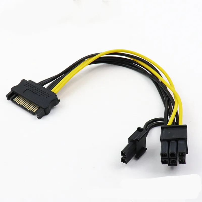 Cable adaptador de fuente de alimentación SATA a PCI Express, 15 pines macho a 8 pines (6 + 2), tarjeta de vídeo PCI-E macho, Cables de datos - imagen 2