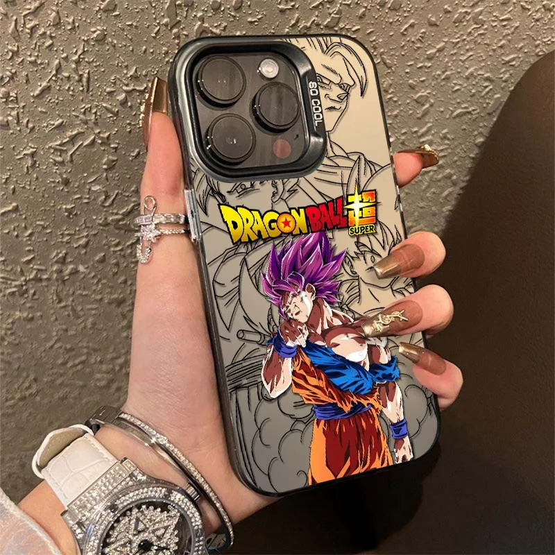 D-Dragon Ball Cool Son Goku para iPhone 17 16 15 14 13 12 11 Air Pro Max Plus Mini funda plateada colorida para teléfono - imagen 3