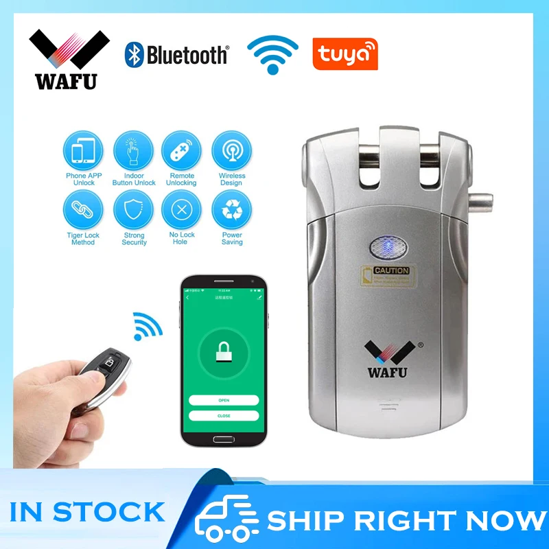 Wafu 019 cerradura inteligente inalámbrica WIFI Bluetooth Control soporte Tuya APP electrónica sin llave puerta cerradura Invisible 433MHz - imagen 2