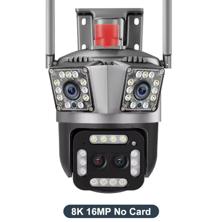 Cámara WiFi para exteriores 8K 12MP Zoom 12X Cámara PTZ de cuatro lentes y tres pantallas 360 ° Cámaras de vigilancia Cámara de seguridad con seguimiento de movimiento - imagen 5