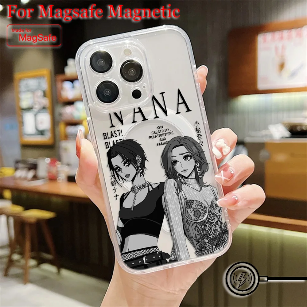 Funda de teléfono magnética Anime Nanas Osaki Line Magsafe para Samsung Galaxy S25 S24 S23 S22 S21 S20 FE Plus Ultra 5G, funda transparente de TPU - imagen 3