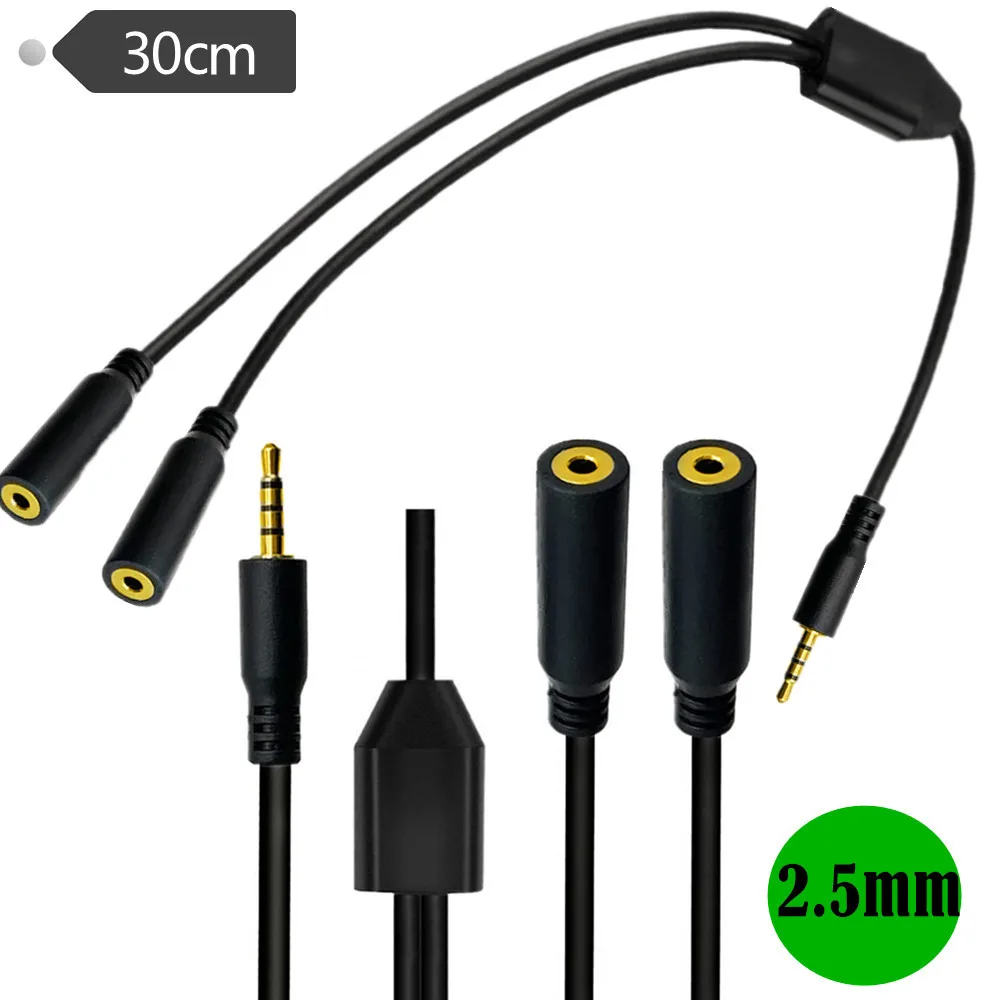 Chapado en oro 4 polos 2,5mm macho a doble 2,5mm hembra Y divisor Audio micrófono Cable de extensión cámara de respaldo Cable de extensión TRRS
