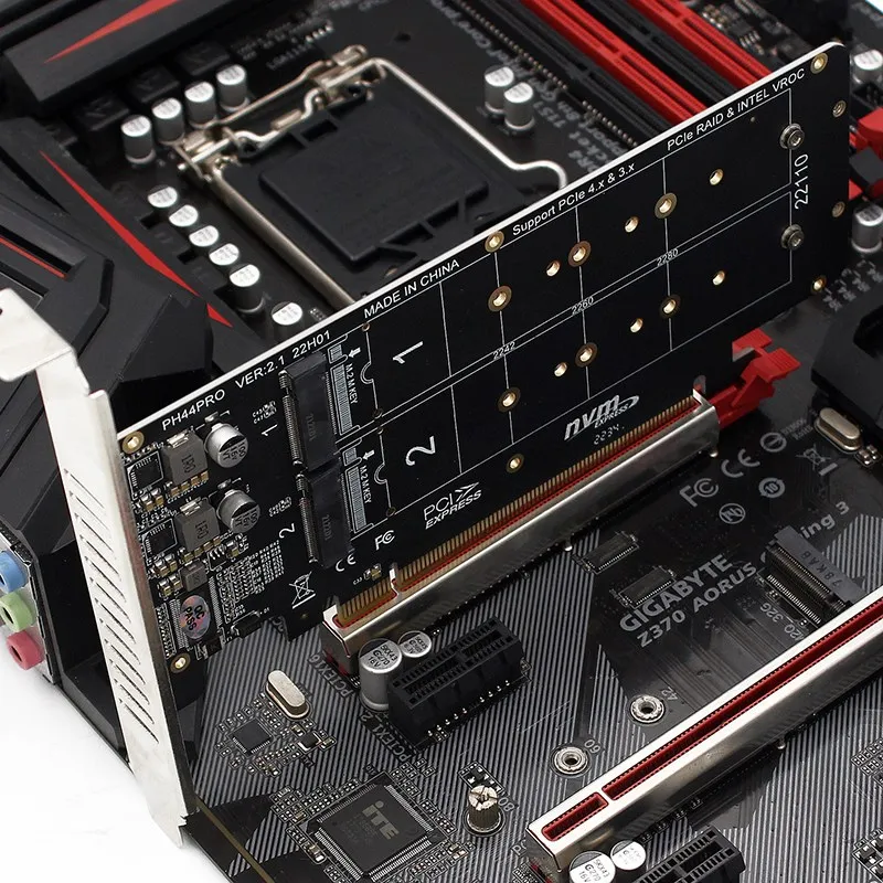 Controlador Raid de bifurcación M.2 NVME a PCI Express X16 4,0 de 4 puertos M KEY NVME PCIE tarjeta dividida para 2230 2242 2260 2280 NVME M2 SSD - imagen 5
