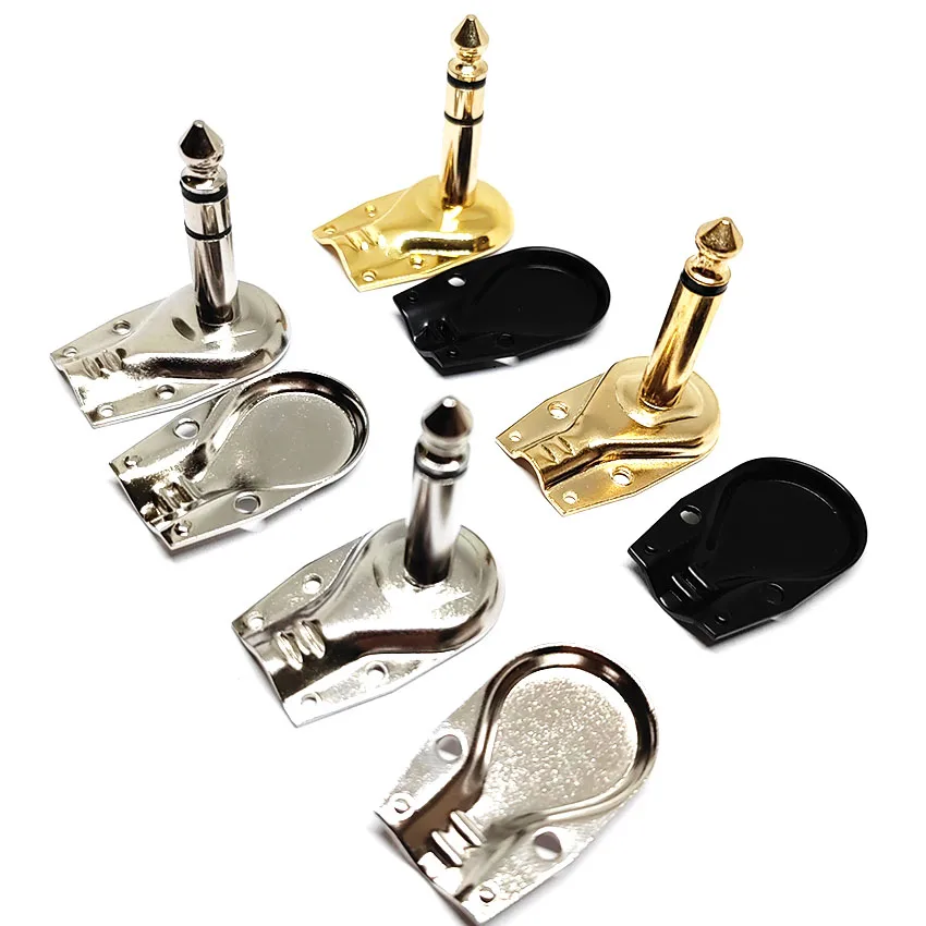 1 Uds oro plata 1/4 "6,35mm 6,5mm conector Mono/estéreo enchufe de ángulo recto plano macho Audio efectos de guitarra Pedal conector Phono - imagen 2