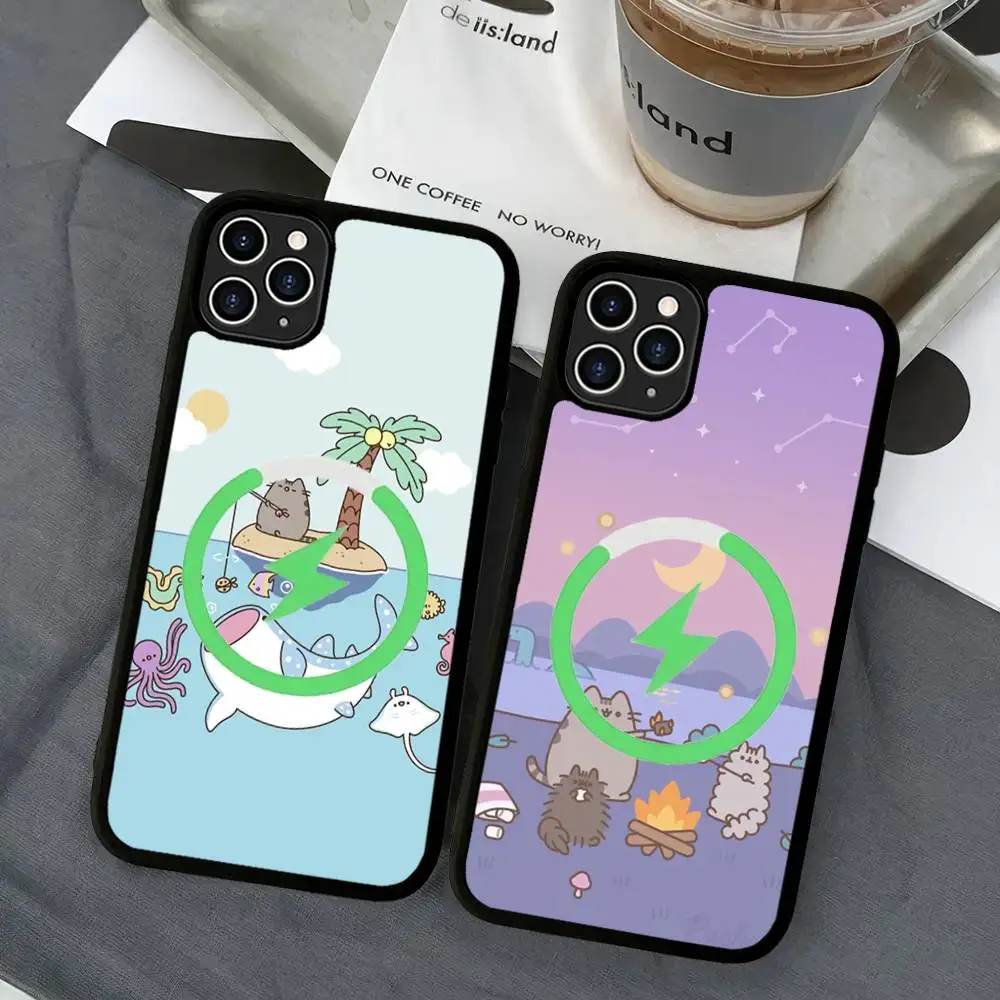 P-PUSHEEN funda de teléfono funda magnética para iPhone 16 14 13 12 11 15 Pro Max Plus para cubierta de carga inalámbrica Magsafe - imagen 3