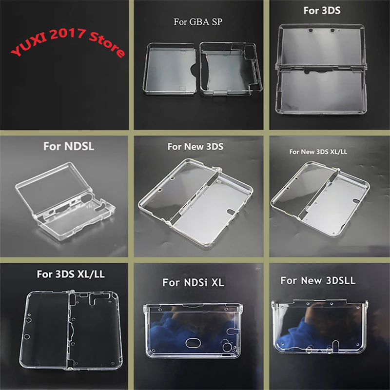 1 funda protectora de cristal transparente carcasa dura adecuada para GBA SP 3DS nuevo 3DS XL LL NDSL NDSi XL nuevo 3DSLL