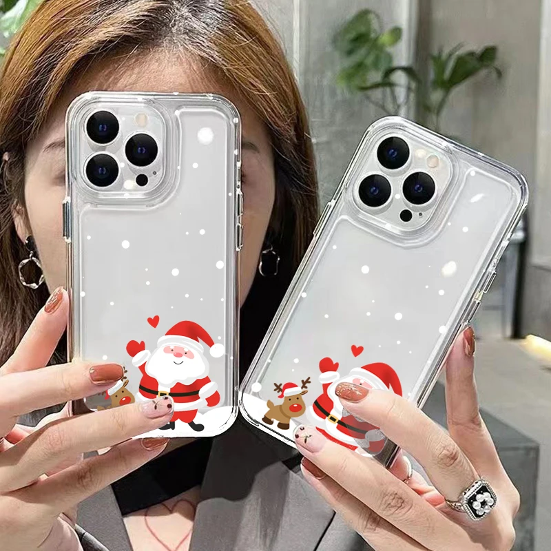 Para Xiaomi Poco X7 X6 X5 X3 M6 Pro funda Navidad nevada Santa Claus Reno Tramsparent funda de silicona para Poco F7 F6 F5 Fundas - imagen 3