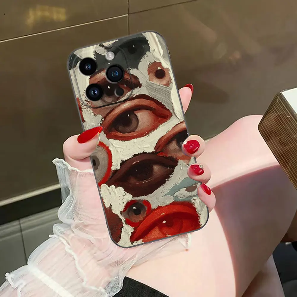 Funda de teléfono con cubierta facial de ojo rojo aterrador de la suerte para iphone Apple 16E 16 15 14 13 12 11 Pro XS Max X SE 8 7 Plus Funda de silicona - imagen 3