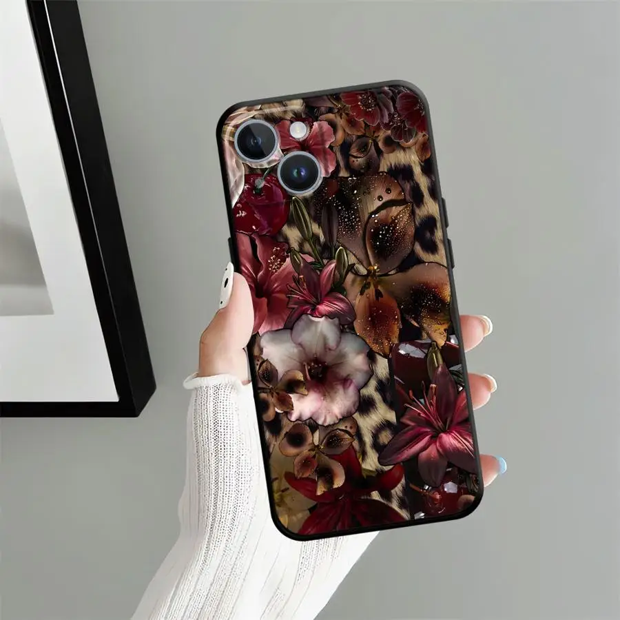 Funda de teléfono suave negra con estampado de leopardo Premium para iPhone 13 12 11 17 Pro Max 7 8 17Air XR 15 16 14 Plus XS Max - imagen 2